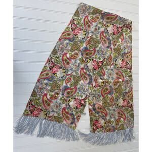 Echo Paisley Silk Tubular Fringe Scarf Designer Delicate Preppy Whimsical
